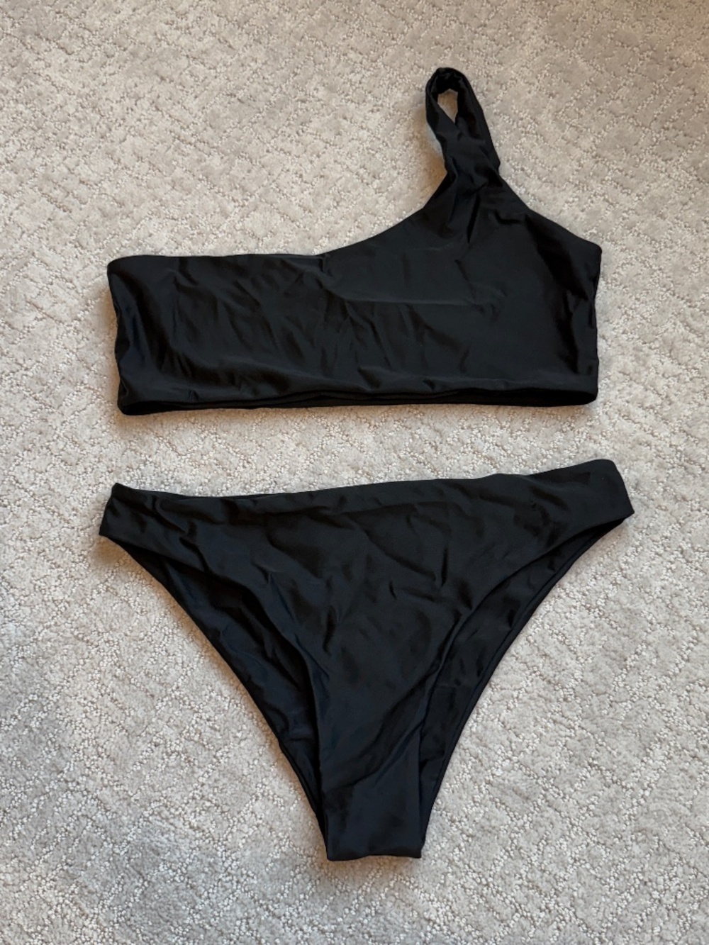 Black One Shoulder Amazon Bikini, Size Medium